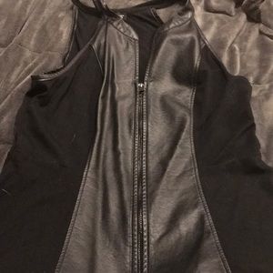 Black faux leather vests with cotton